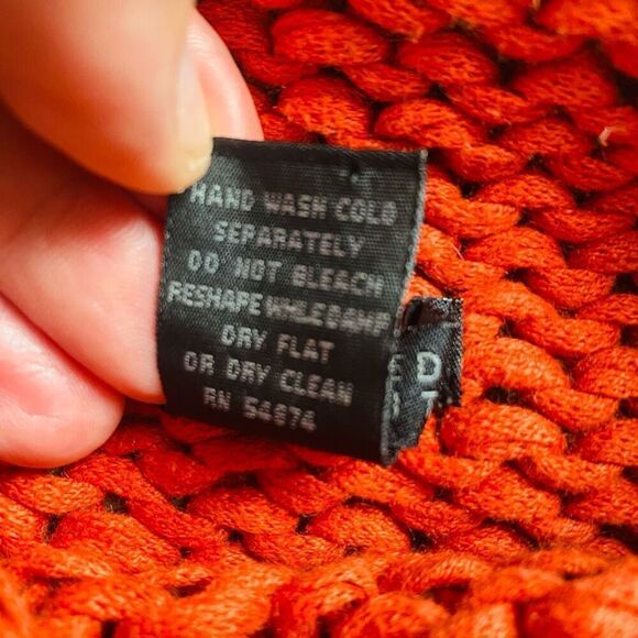 The Limited Hand Knit RARE Mock Neck Sleeveless Sweater/ Vest Orange Fall L AG23 - Picture 4 of 10